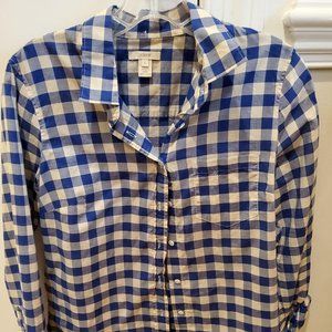 J Crew plaid ladies top, size 2